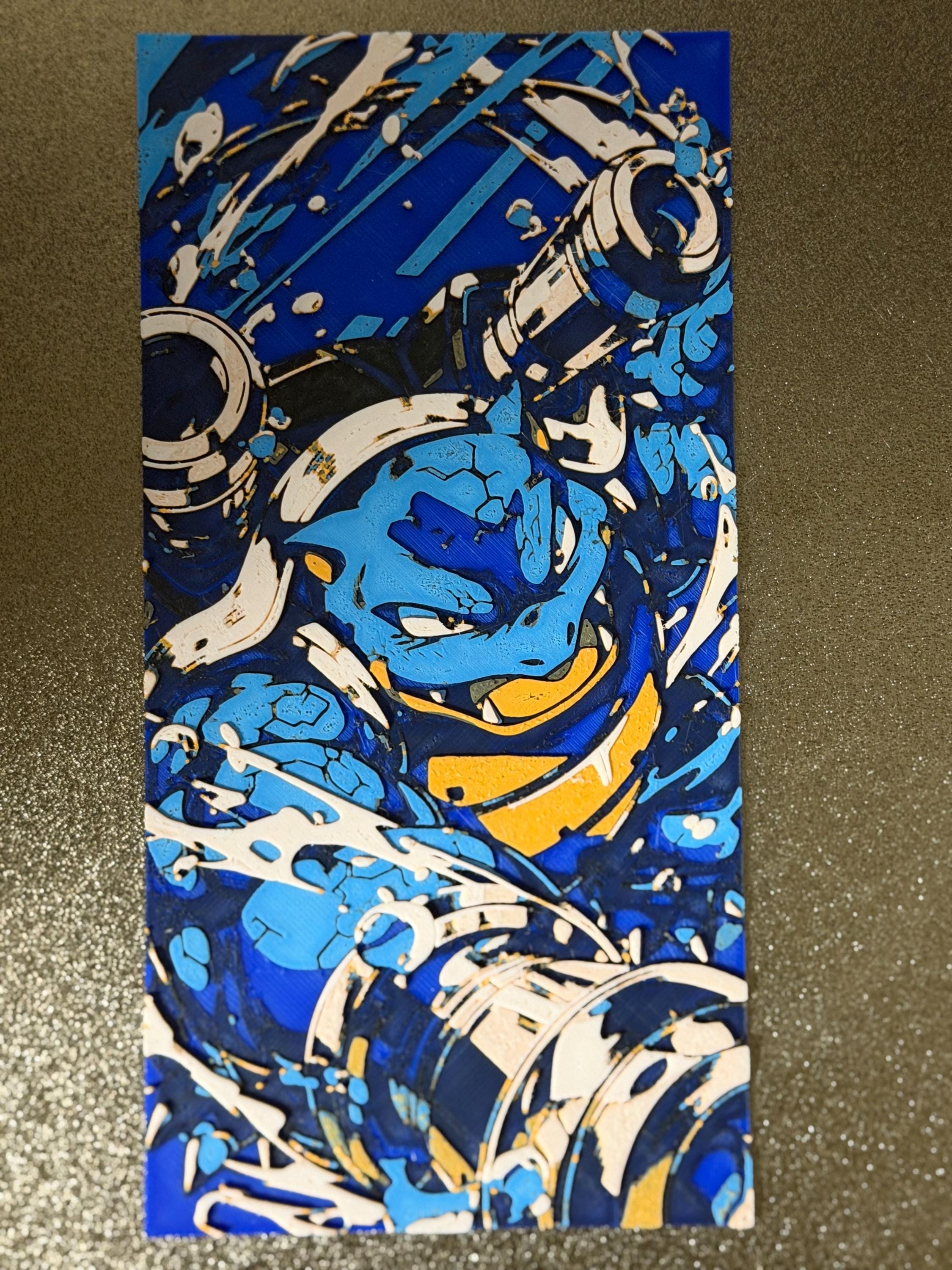 Blastoise Pokémon Art – Premium Layered 3D Printed Wall Artwork