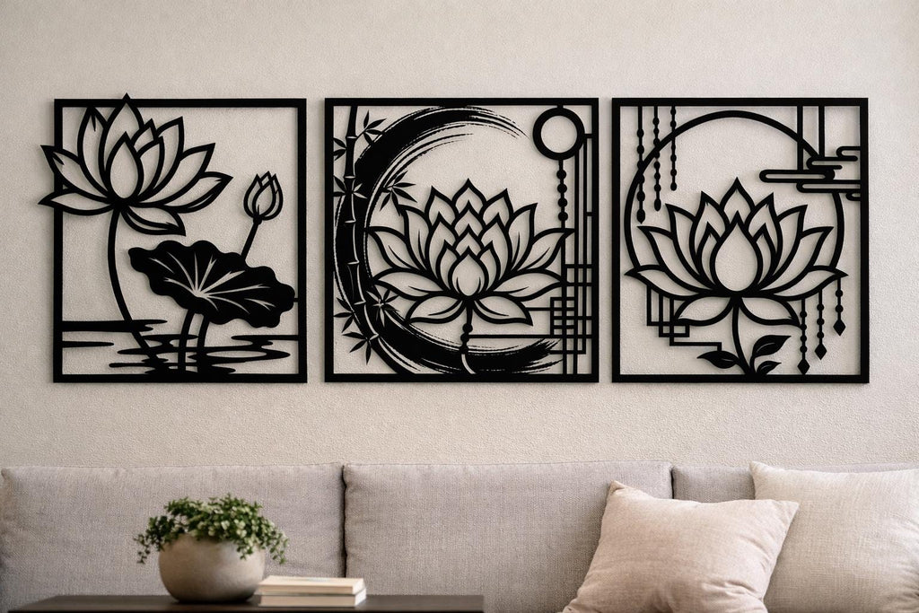 Lotus Silhouette – Premium 3D Printed Wall Artwork
