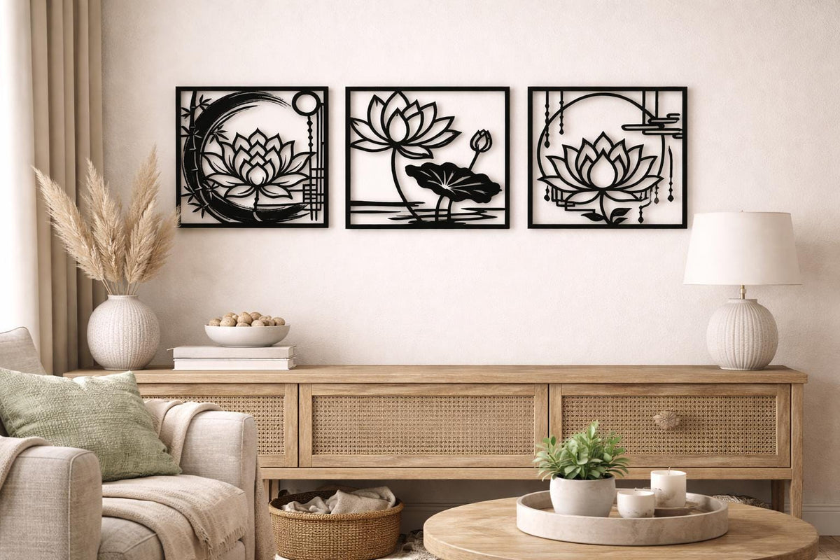 Lotus Silhouette – Premium 3D Printed Wall Artwork