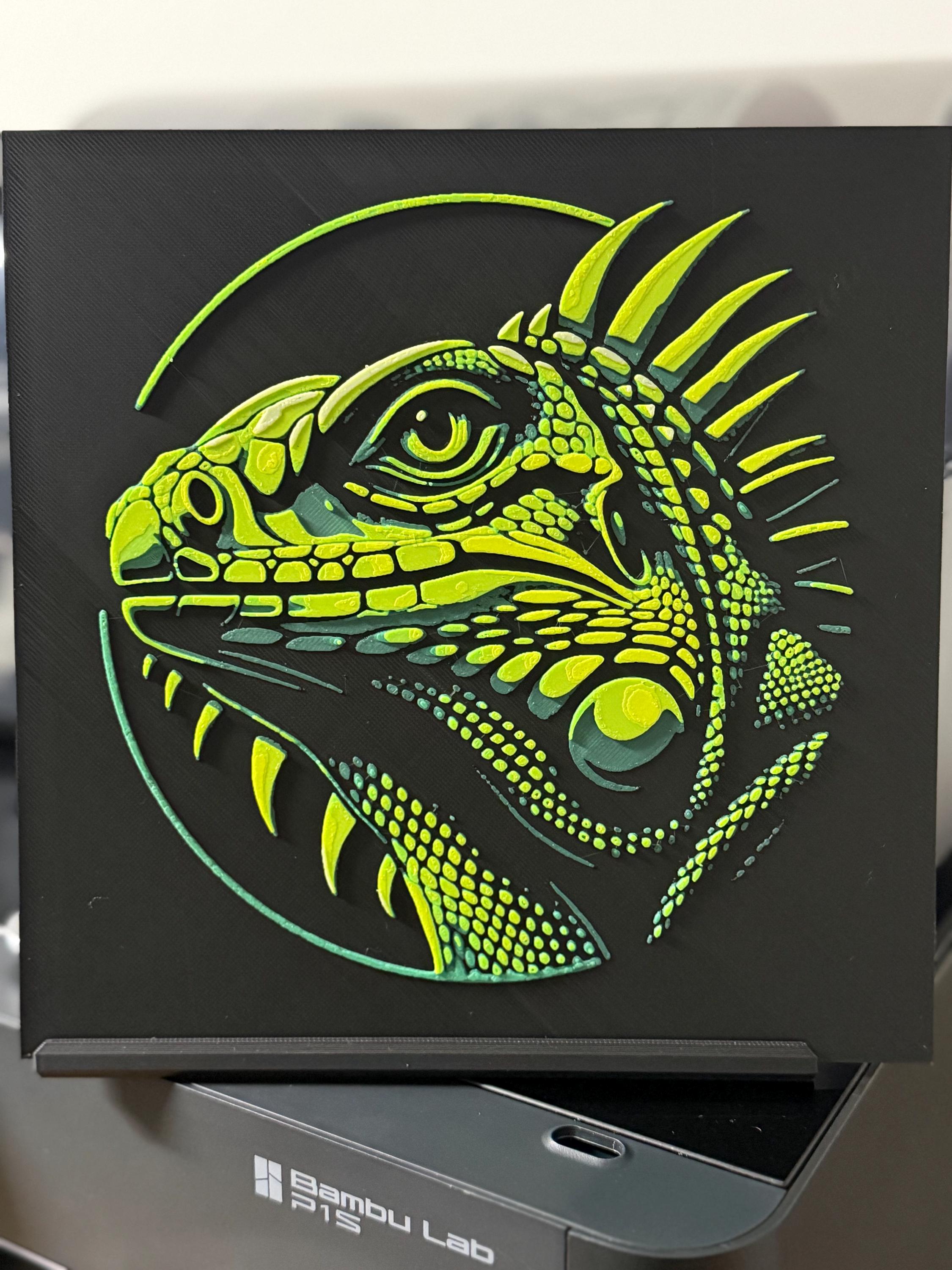 Green Iguana – Premium Layered 3D Printed Wall Artwork