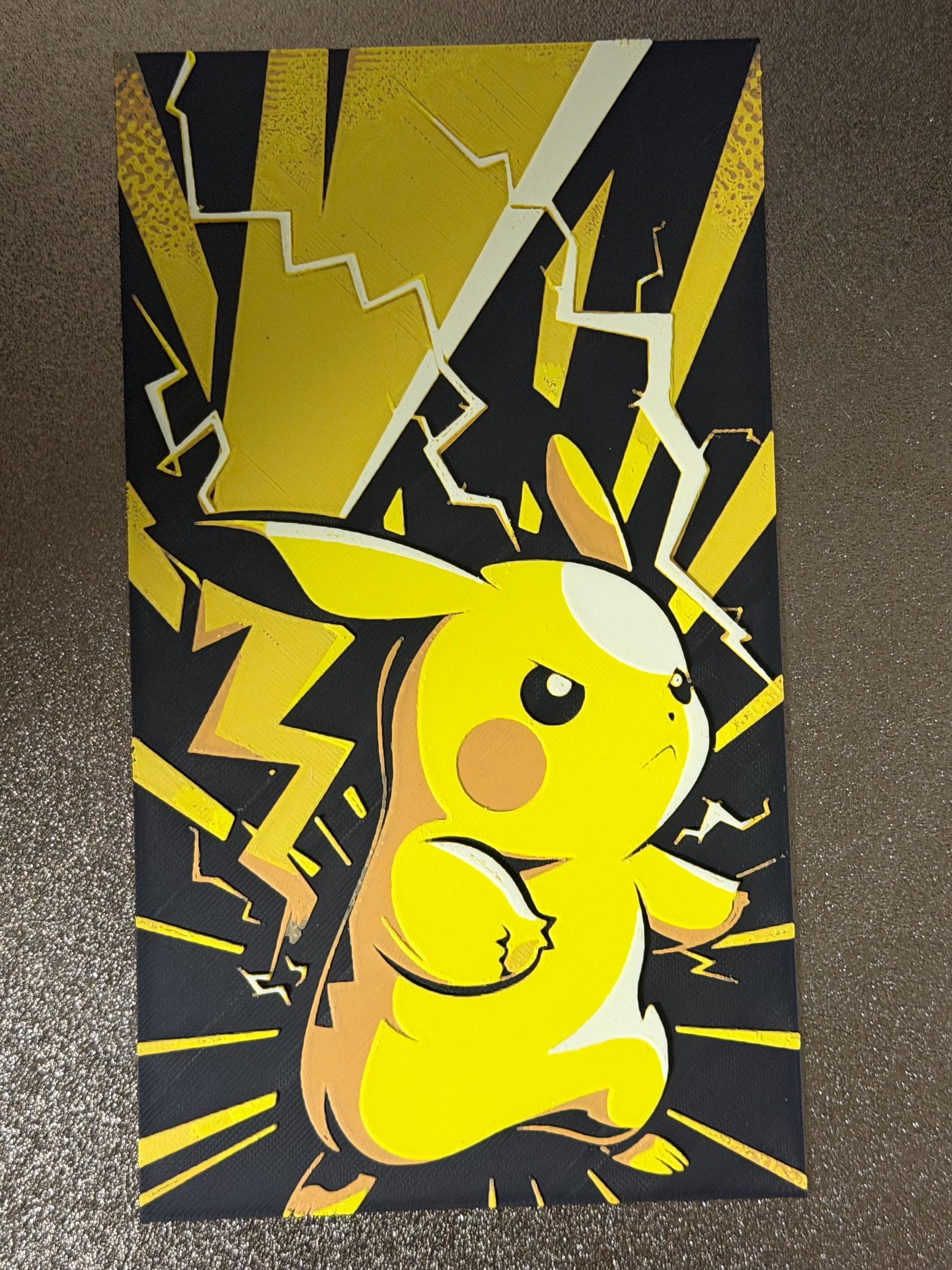 Pikachu Pokémon Art – Premium Layered 3D Printed Wall Artwork